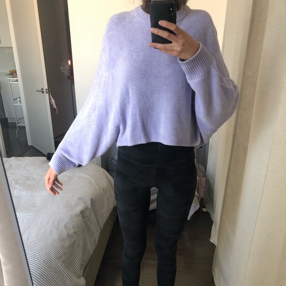Lavender purple wilfred slouchy cropped sweater